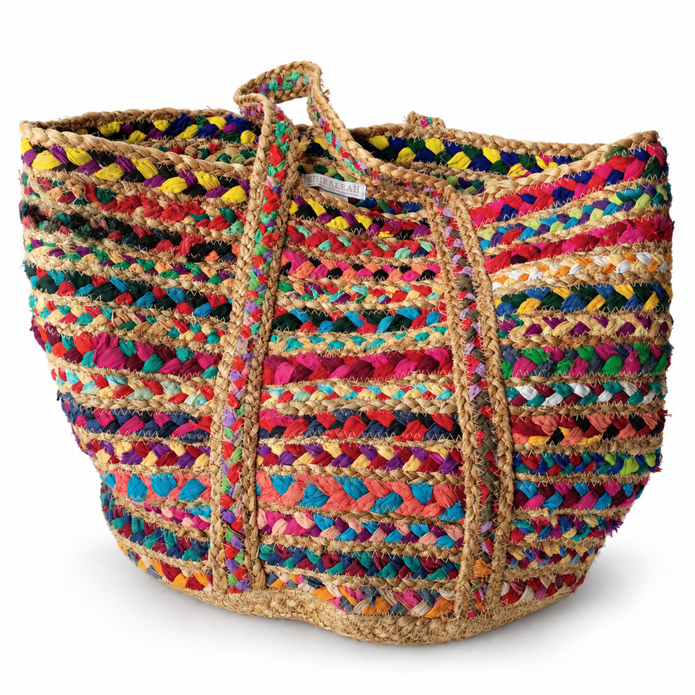 Shiraleah Chicago Multicolor Woven Jute Tote Bag